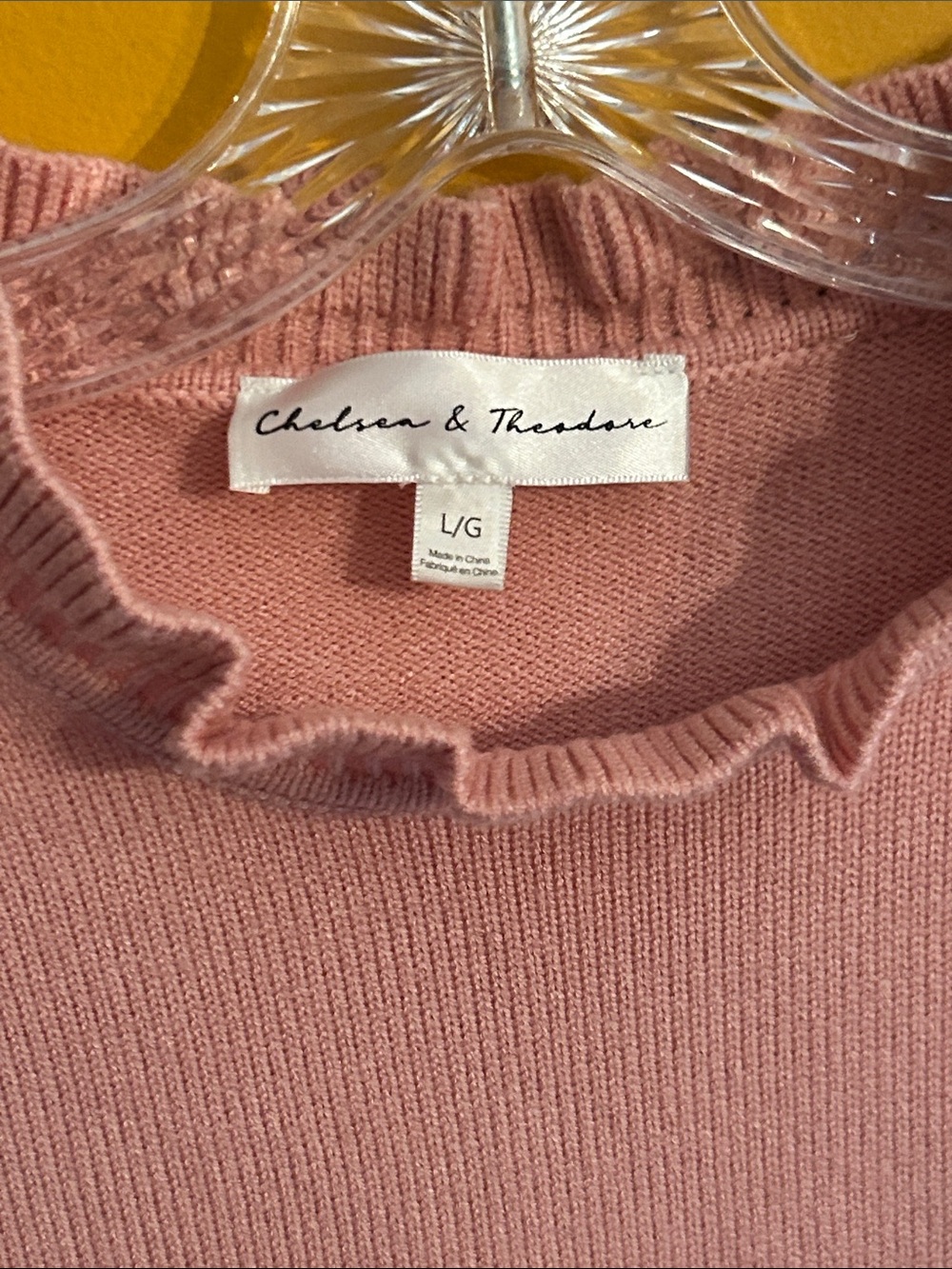 Pink Ruffle Neck Short Sleeve Sweater - Picture 5 of 9